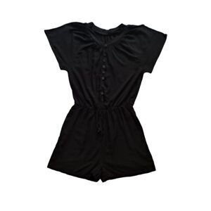Casual Short Sleeve Romper Black XLarge